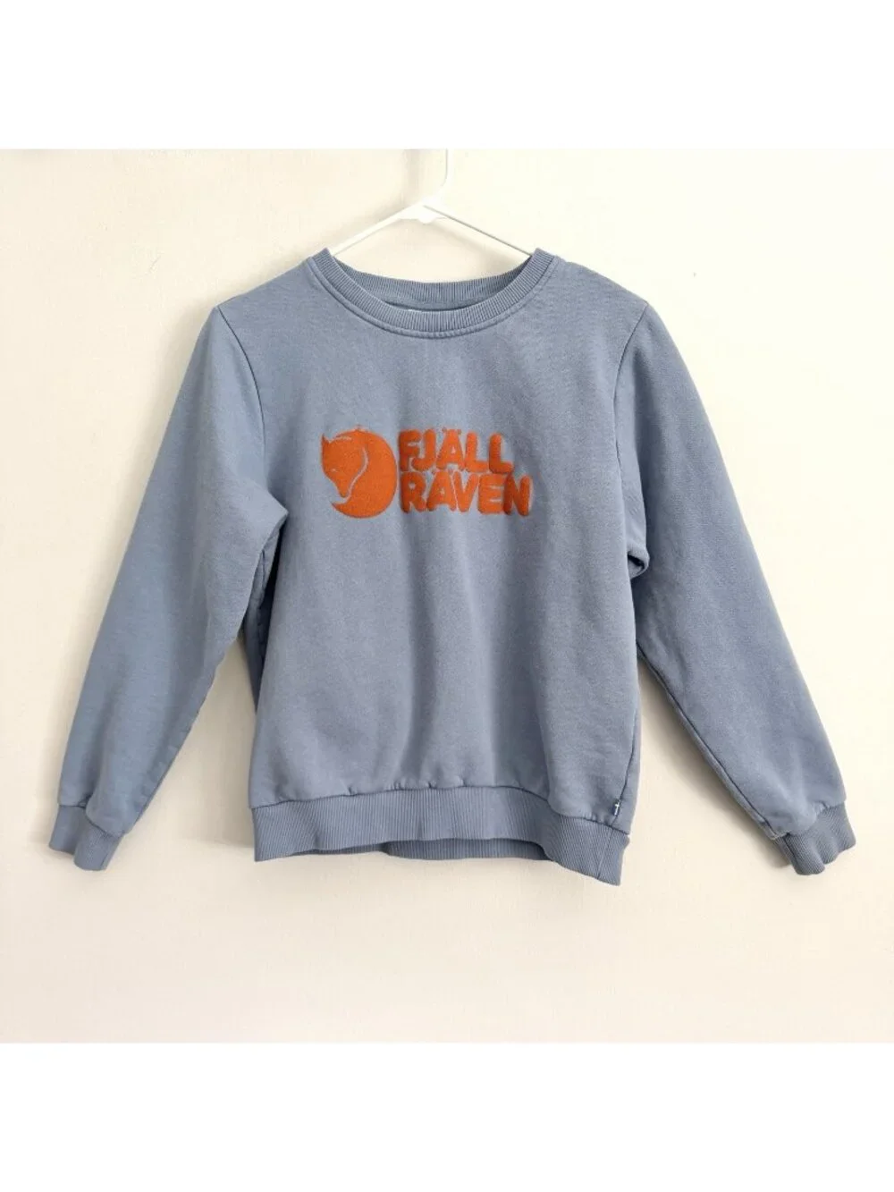 Fjallraven Logo Sweater Blue Crewneck Sweatshirt Orange Logo Women’s Size Small